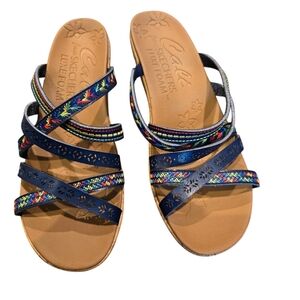 Cali from Skechers Women's Navy cork wedge Sandals. Size 9.5